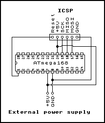 ATmega168 test circuit with programming header