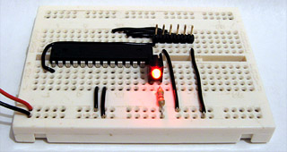 ATmega168 flashing an LED
