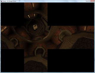 Cubemap rendering test (rendering six times, adjusting the camera and viewport each time).