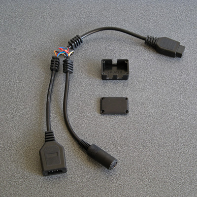 Showing the internal wiring of the PS/2 keyboard adaptor and controller passthrough.