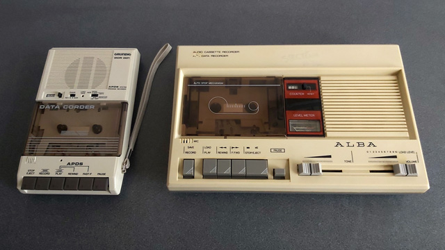 Little and large tape recorders.