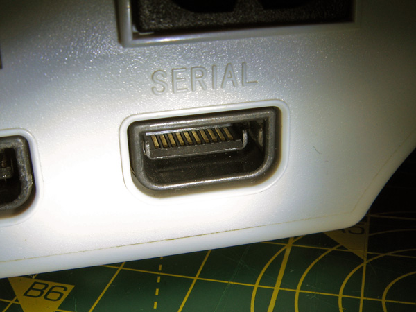 The serial port on the back of the Dreamcast