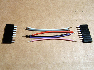 Pin sockets and wires for the connector cable