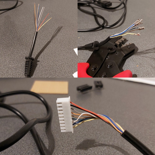 Creating an internal connector for the controller cable with crimp connectors