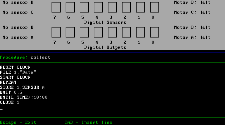 Screenshot of SmartMove editing a procedure to collect data from a sensor and log it to disk