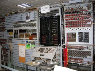 Colossus, generally regarded as the first digital electronic programmable computer, followed the Heath Robinson.
This is a Mark 2 version. After the war, the original computers were dismantled, the parts sold as military surplus and the plans destroyed - this machine was rebuilt from memory and a few black and white photographs, with the task finished in 2007.