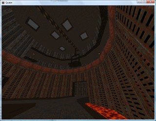 Quake 2 level with the original textures.