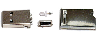 Parts from the disassembled SD card reader