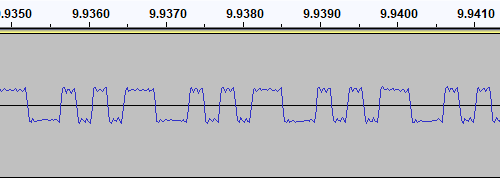 Plot of the test signal recovered from the Sony digital voice recorder.