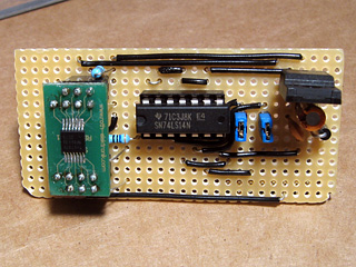 Top view of the populated video amplifier circuit board