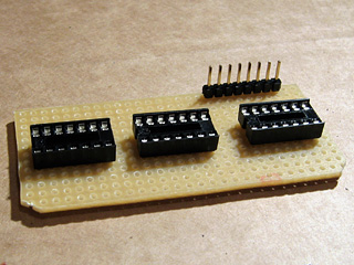 IC sockets soldered to the logic circuit board