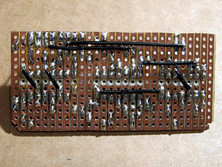 Bottom view of the wire links on the logic circuit board