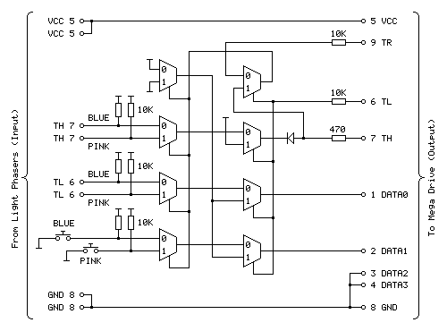 Revised circuit for the Light Phaser to Justifier adaptor