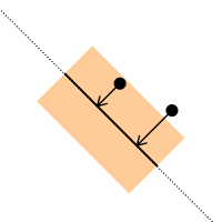 Threshold distance between the line segment and player position