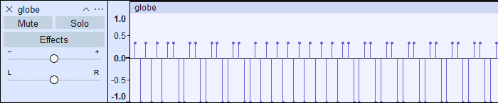 Screenshot of Audacity showing the frequency-shift keyed data in the recorded file