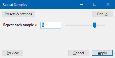 Screenshot of Repeat Samples plugin.