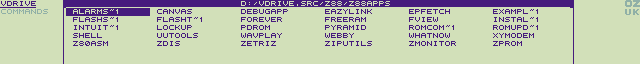 Z88 screenshot of a directory listing window